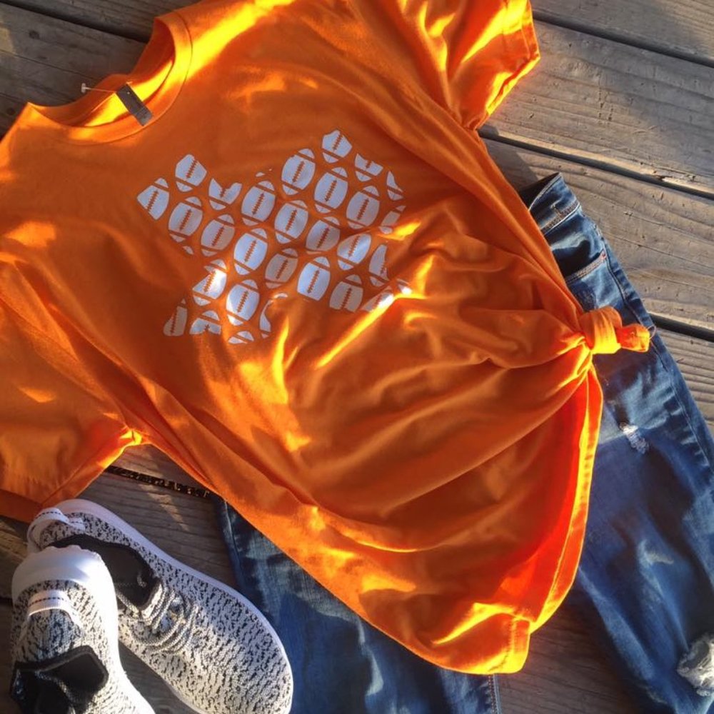Orange and White Football T-Shirt